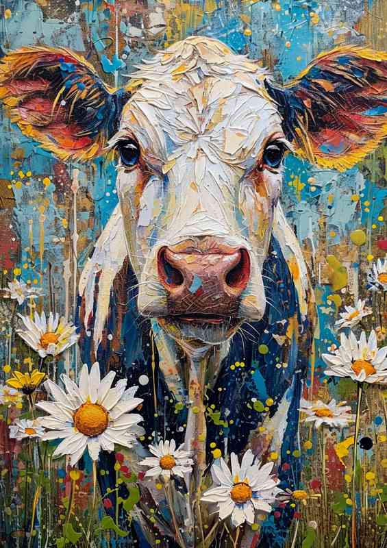 Ruth the cow in with a colourful background | Di-Bond