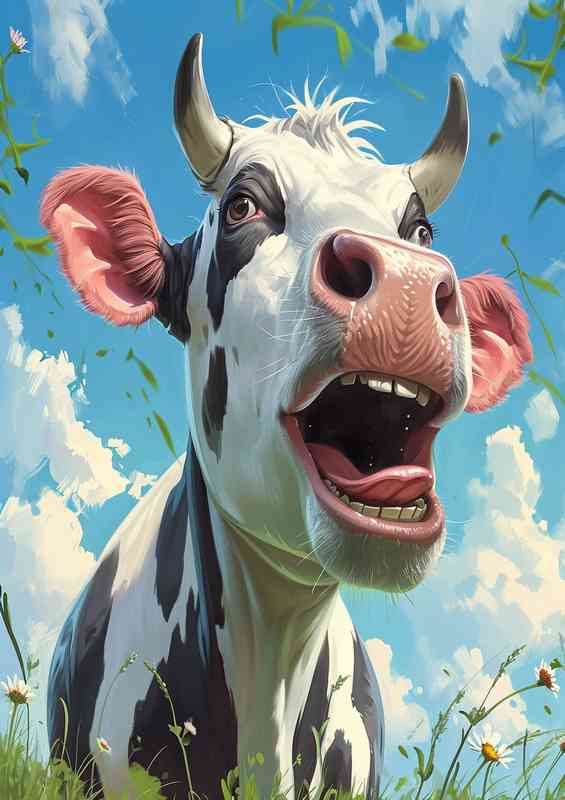 Stella the animated laughing cow | Metal Poster