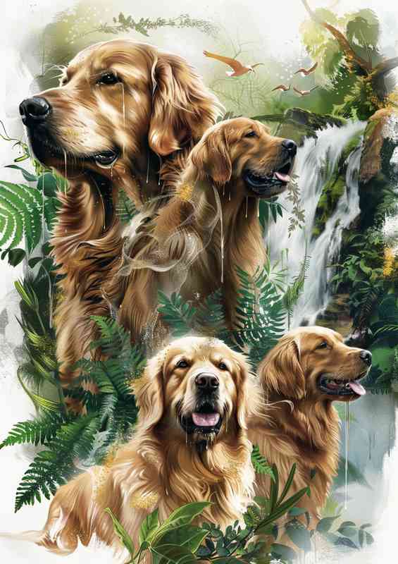 The Faimly of golden retriever Dogs | Poster