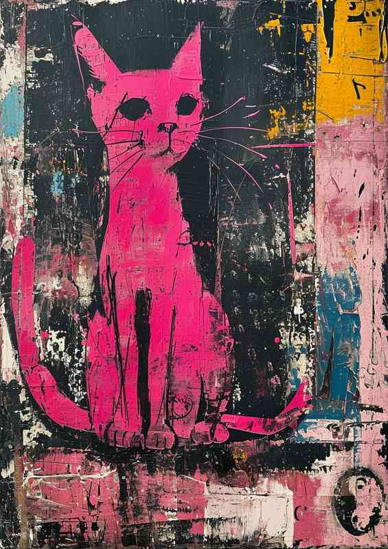 The big pink cat on the street art | Di-Bond