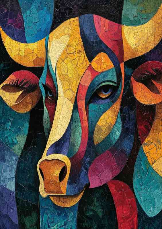 The cow in a painted abstract style | Poster
