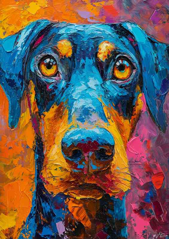 The dogs face with blue hair | Di-Bond