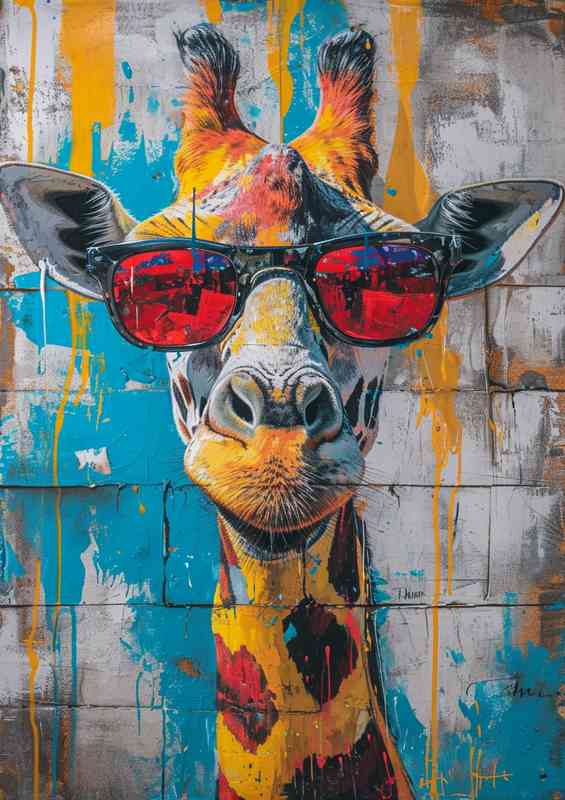 The face of the sunglasses giraffe | Canvas