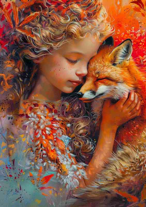 The little girl and the red Fox | Metal Poster