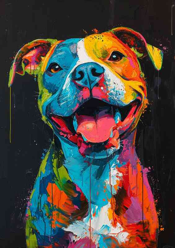 The pit bull in a wonderful splash art colour | Canvas