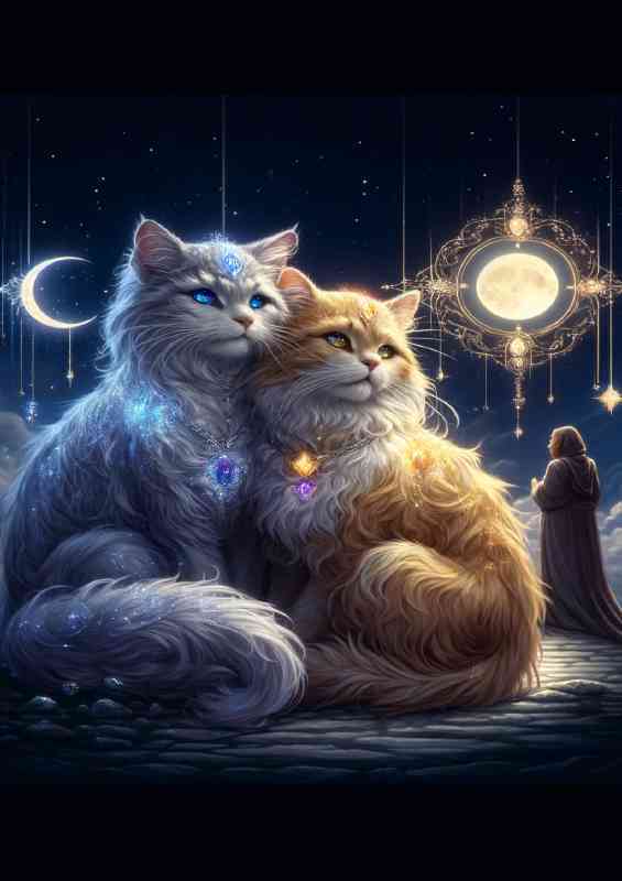 Two fluffy Cats with one having silver blue | Poster