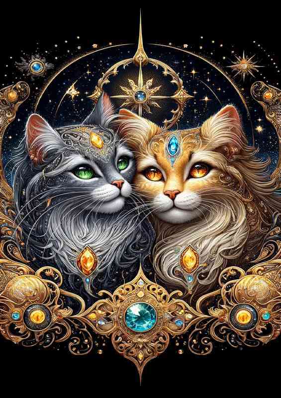Two majestic cats their fur adorned coat | Canvas