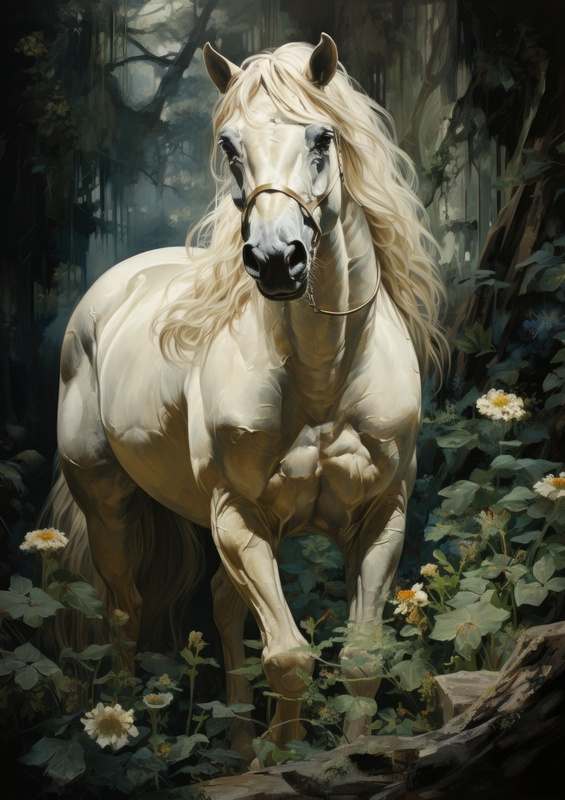 White Horse in the woods | Di-Bond