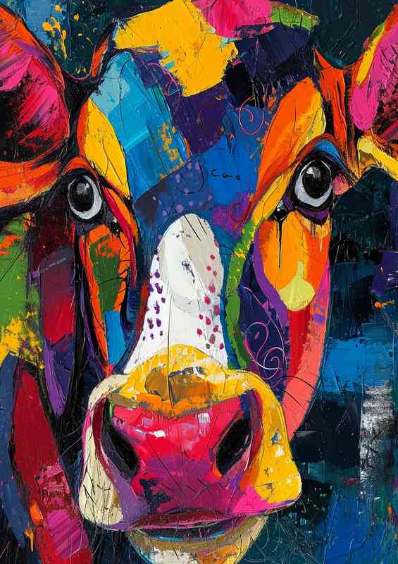 jannice the colourful cows face | Canvas