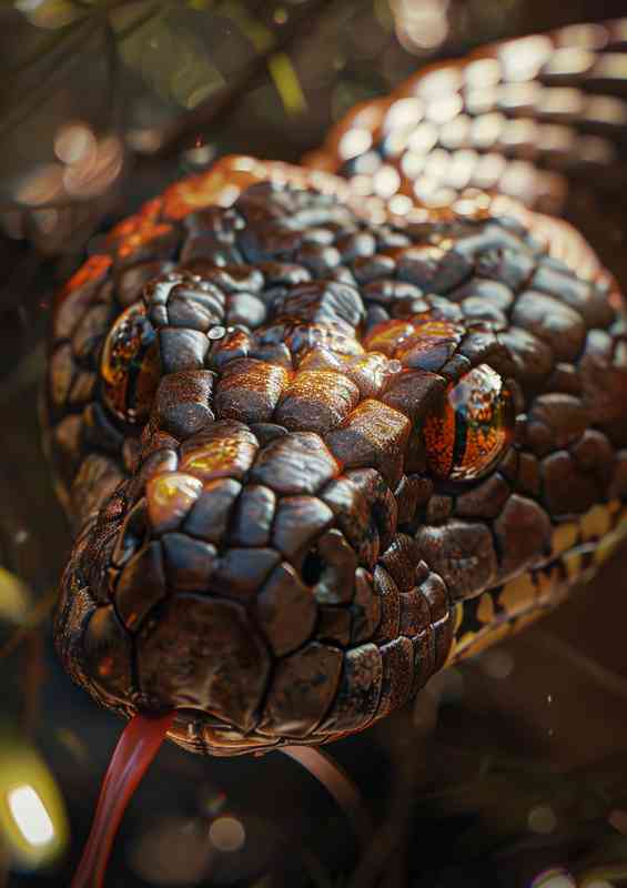 Big snake with big eyes and red tongue | Di-Bond