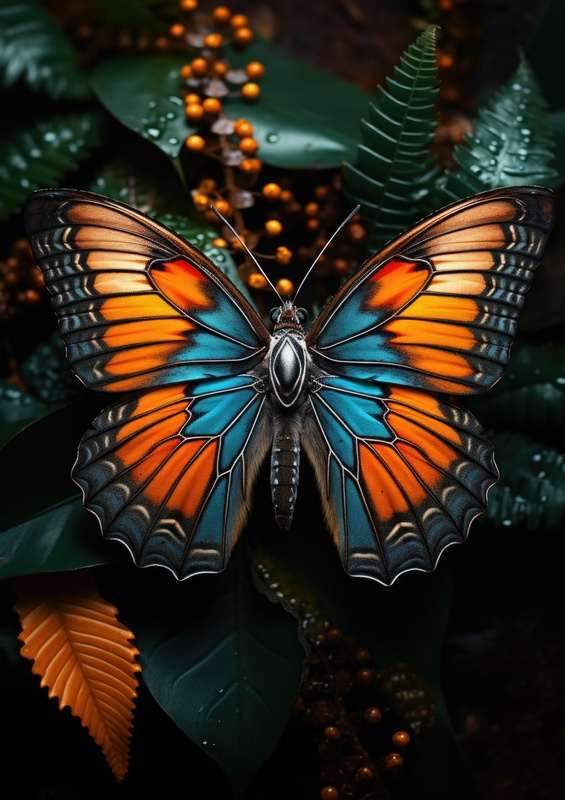 Butterfly with green foliage | Poster