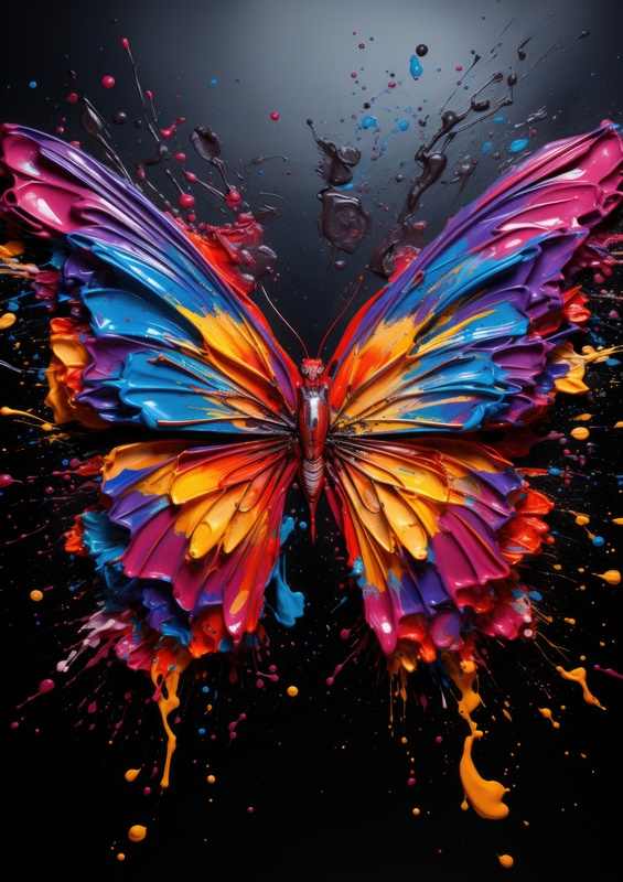 Coloureed Butterfly with dark background | Poster