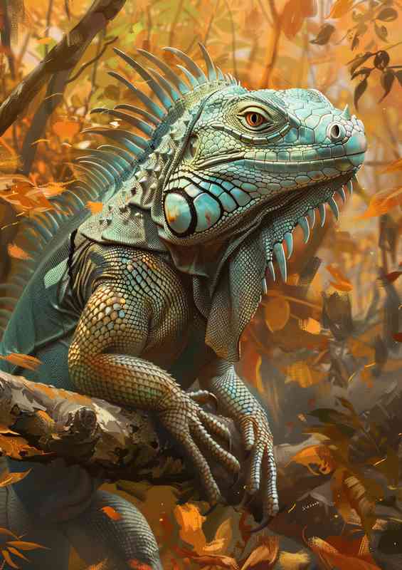 Green Iguana in the woods | Di-Bond