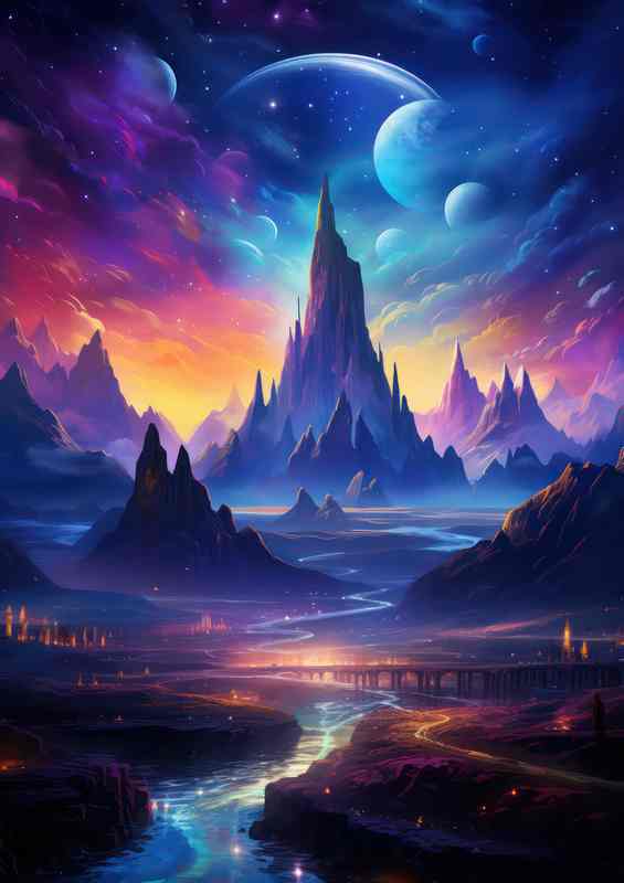 Golden Hour over Wizard's Peak | Metal Poster