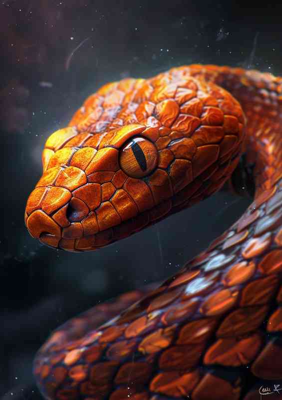 Snake with orange head | Poster