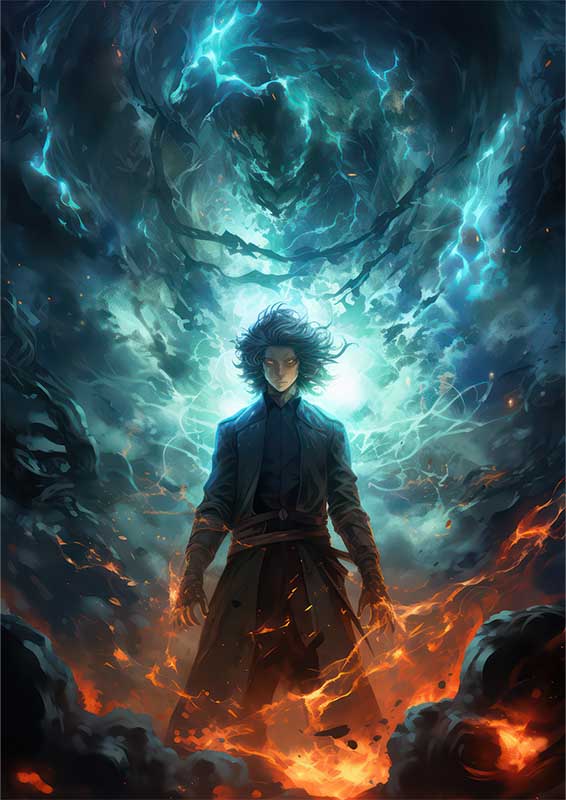 Yuuya Tenjou style surrounded by fire | Canvas