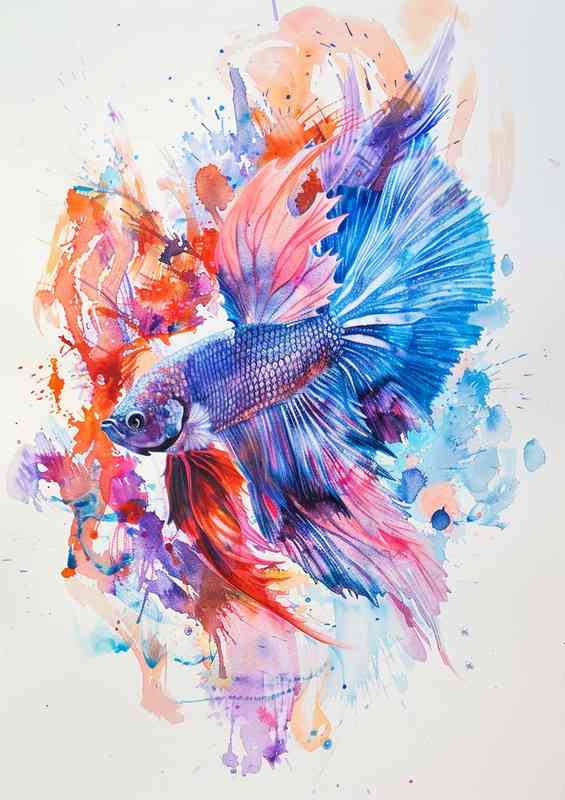 A Betta fish in painted watercolours style | Poster