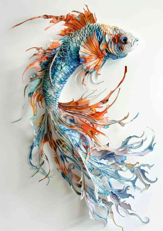 A painting style of a betta fish in watercolor | Poster