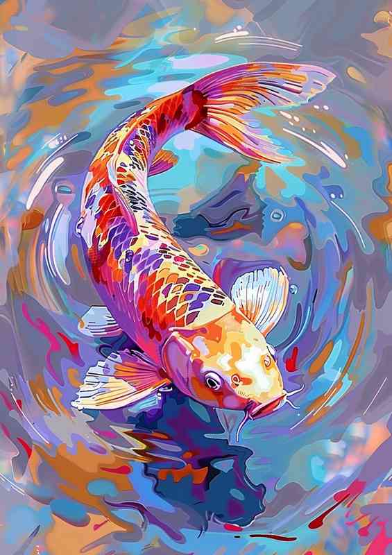 Beautiful water painting of a fish Japanese Kio Carp | Di-Bond