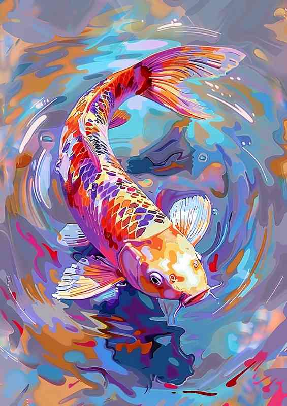 Beautiful water painting of a fish Japanese Kio Carp | Poster