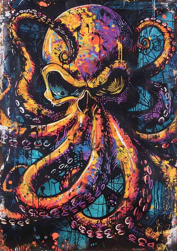 Octopus is shown with a glowing tentacles | Canvas