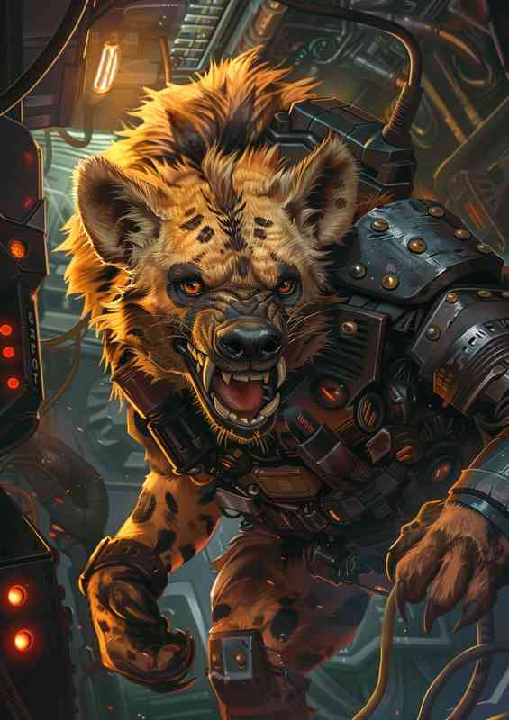 Angry Hyena with amour battle ready | Canvas