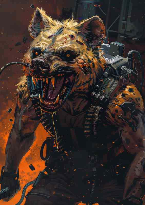 Angry Hyena with strong arms and large teeth | Di-Bond