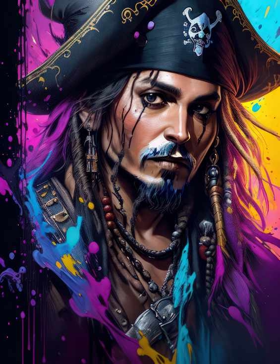 Captain Jonny Depp Splash art style | Canvas