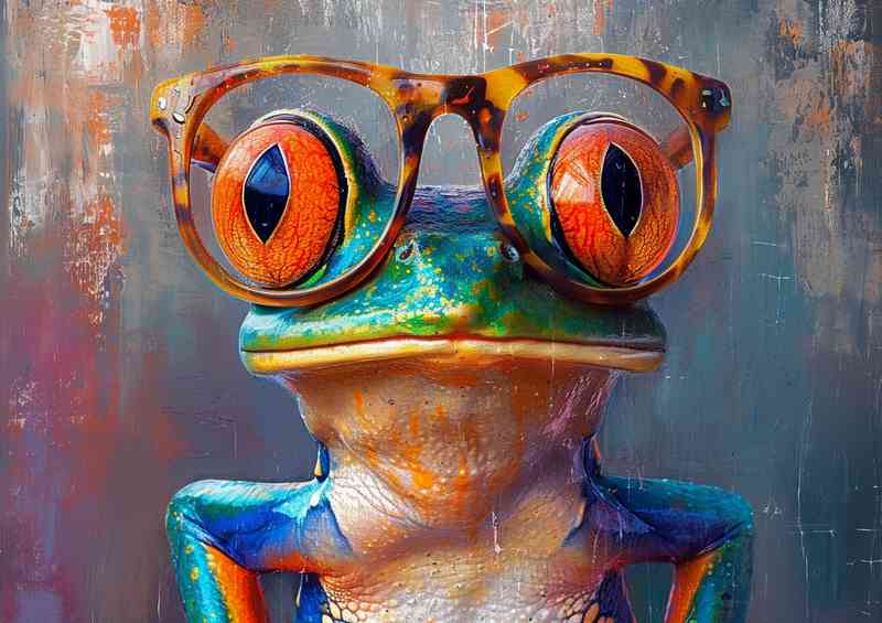 Brainy frog with specs on | Poster