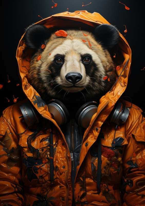 Brown Bear with his headphones | Canvas