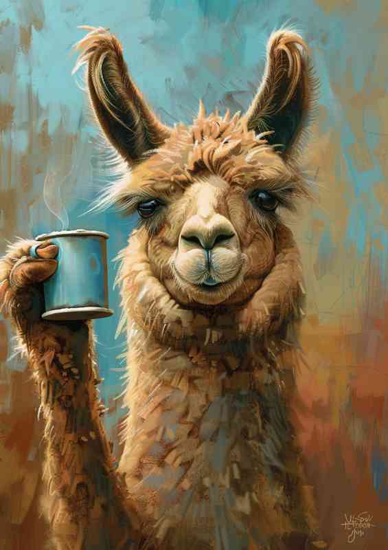 Coffee morning with the Llama | Metal Poster