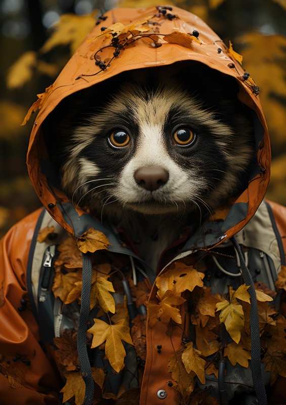 Gerry the Raccon in a winter coat | Poster