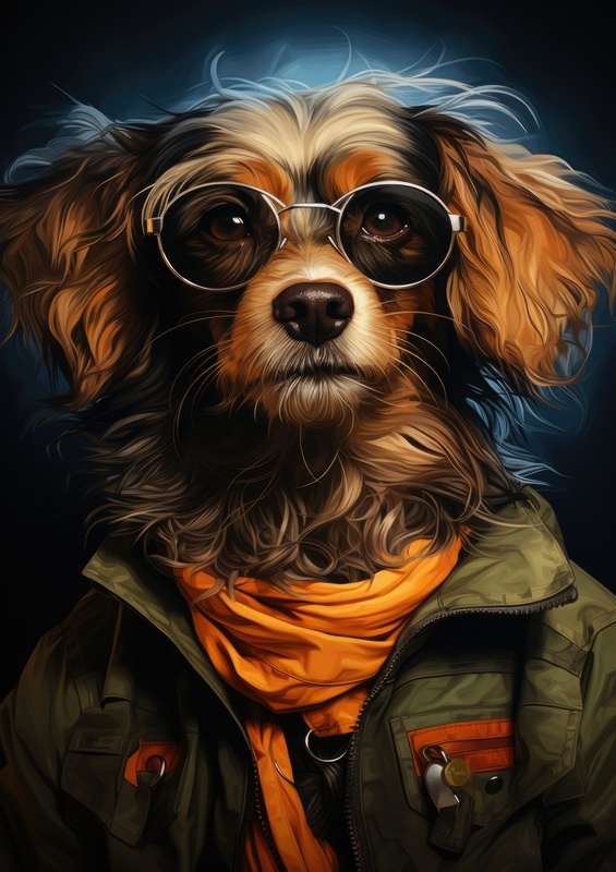 Little Dog ready for school | Metal Poster