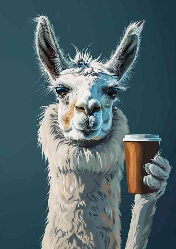Llama having his morning coffee | Poster