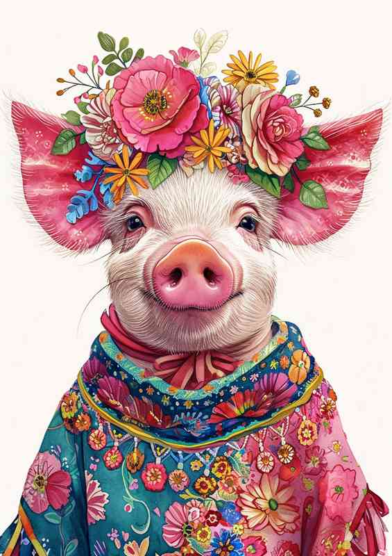Miss Pig In a costume | Metal Poster