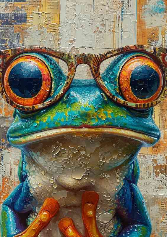 Painting of a frog in glasses | Metal Poster
