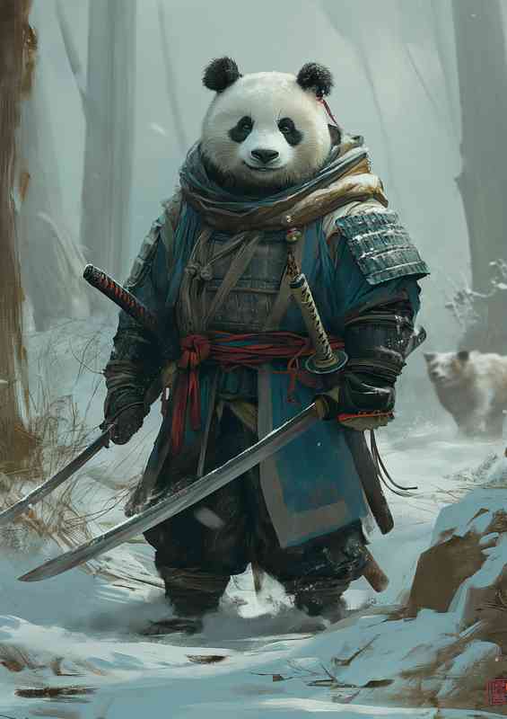 Samurai panda bear in the woods | Poster
