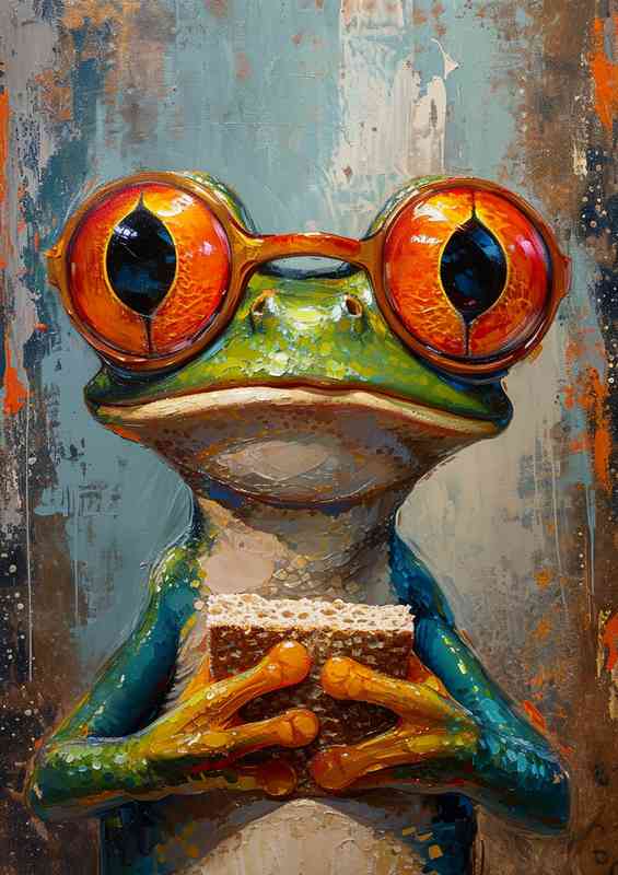 The little frog eating his daily bread | Canvas