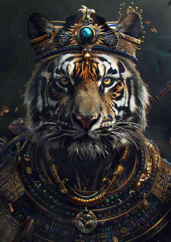Tiger with a crown and some ancient decorations | Canvas