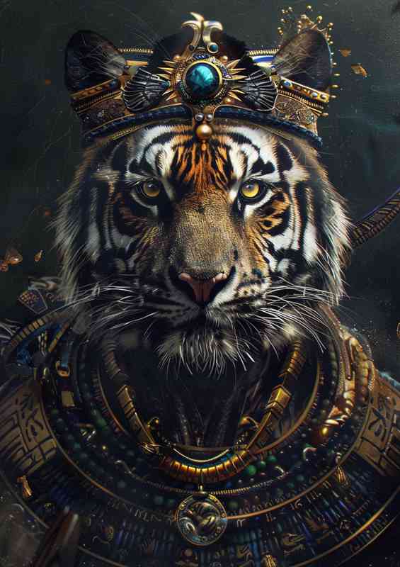 Tiger with a crown and some ancient decorations | Poster