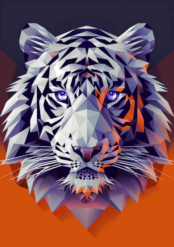 Abstract face of a white Tiger | Metal Poster