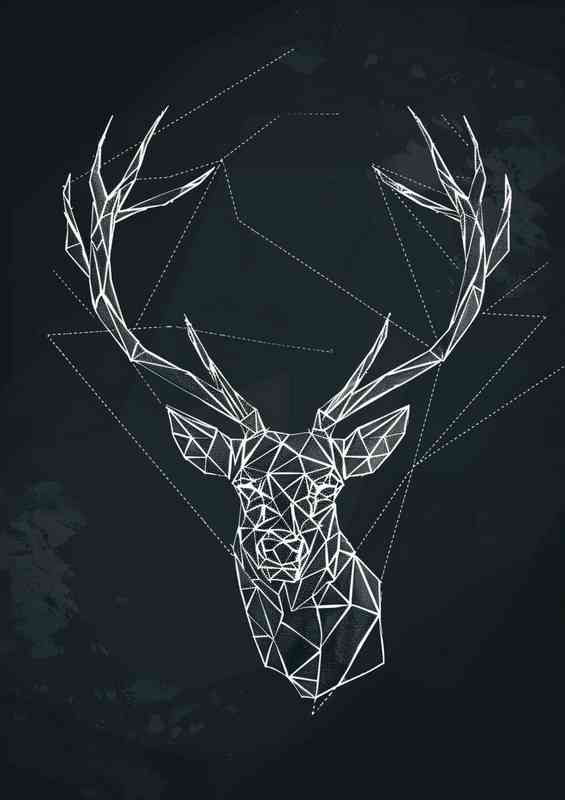 Abstract geometric a Deer head | Metal Poster