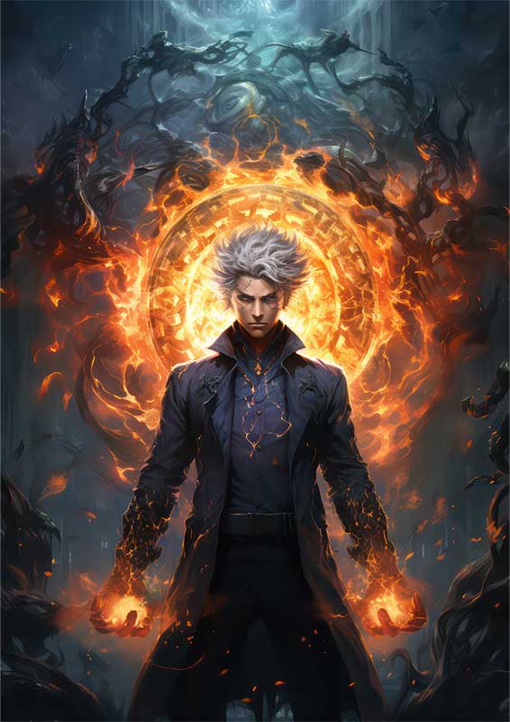 Yuuya Tenjou style with fire balls | Canvas