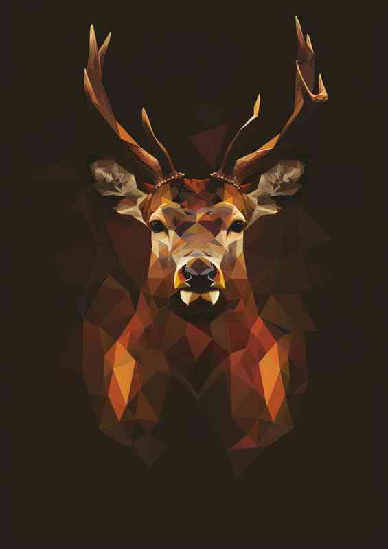 Abstract geometric shapes of a Deer head | Metal Poster