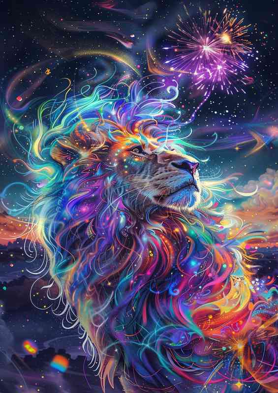 Amazing colours with full Lion Main | Metal Poster