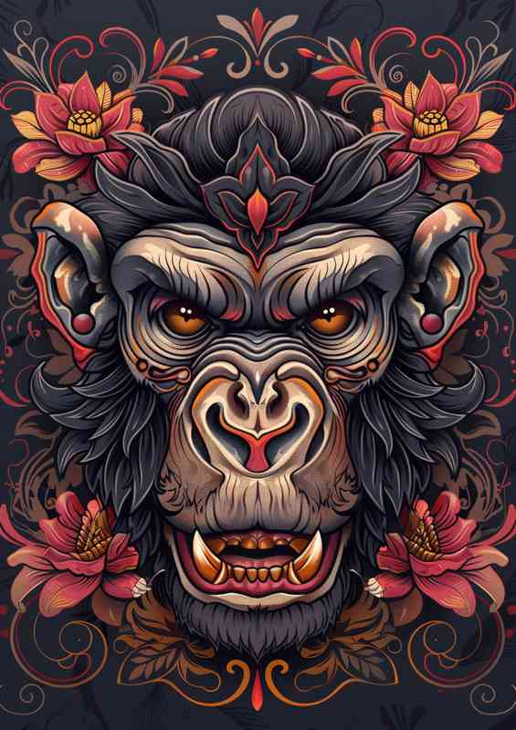 Baboons angry face | Metal Poster