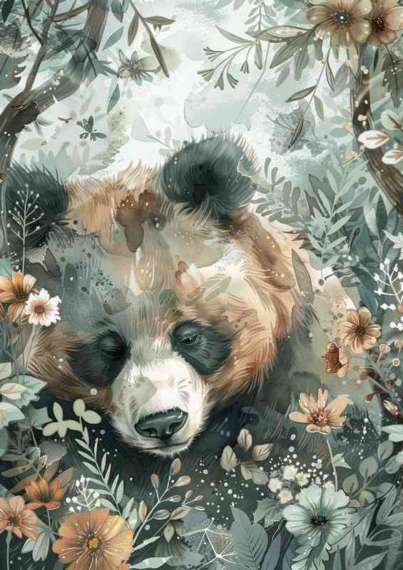 Bear surrounded by woodland | Metal Poster