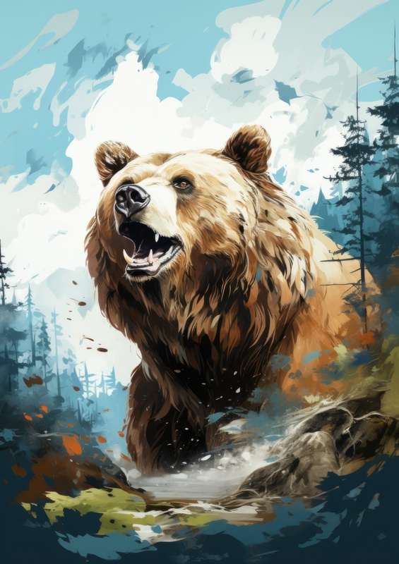 Big brown Bear in alaska | Metal Poster