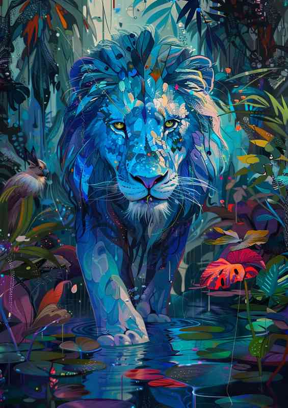 Blue Lion in the jungle | Canvas