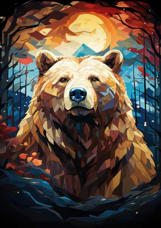 Brown bear by the mountains Absteact | Di-Bond